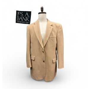Jos A Bank 100% Camel Hair Blazer Men's 43L Tan Sport Coat Classic Jacket